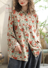 Load image into Gallery viewer, New Versatile Floral Print Peter Pan Collar Cotton Shirt Long Sleeves