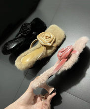 Load image into Gallery viewer, New Versatile Flower Square Headed Plush High Heels