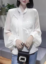 Load image into Gallery viewer, New White Embroidered Chinese Button Chiffon Shirt Spring