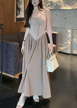 Load image into Gallery viewer, New White Lace Up Pockets Cotton Long Dress Sleeveless