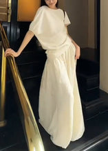 Load image into Gallery viewer, New White O Neck Solid Tops And Skirts Cotton Two-Piece Set Summer