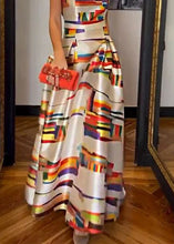 Load image into Gallery viewer, New White Print High Waist Silk Long Dress Sleeveless