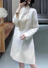 Load image into Gallery viewer, New White Stand Collar Embroidered Button Silk Shirt Long Sleeve