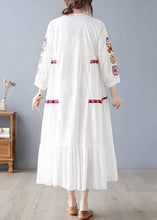 Load image into Gallery viewer, New White V Neck Embroidered Cotton Long Dresses Spring