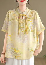 Load image into Gallery viewer, New Yellow Chinese Button Print Cotton Shirts Summer