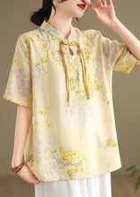 Load image into Gallery viewer, New Yellow Chinese Button Print Cotton Shirts Summer