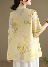 Load image into Gallery viewer, New Yellow Chinese Button Print Cotton Shirts Summer