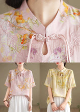 Load image into Gallery viewer, New Yellow Chinese Button Print Cotton Shirts Summer