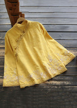 Load image into Gallery viewer, New Yellow Embroidered Button Cotton Shirt Long Sleeve