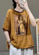 Load image into Gallery viewer, New Yellow O Neck Print Cotton T Shirt Short Sleeve