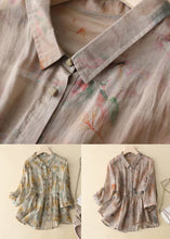 Load image into Gallery viewer, New Yellow Peter Pan Collar Patchwork Cotton Shirt Tops Bracelet Sleeve