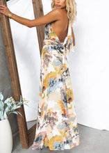 Load image into Gallery viewer, New Yellow V Neck Print High Waist Cotton Dresses Sleeveless