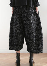 Load image into Gallery viewer, Novelty Black Print Elastic Waist Crop Harem Pants