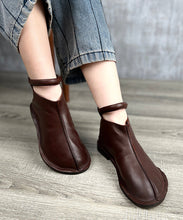 Load image into Gallery viewer, Novelty Coffee Cowhide Splicing Zipper Ankle Boots