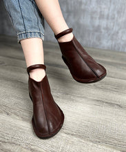 Load image into Gallery viewer, Novelty Coffee Cowhide Splicing Zipper Ankle Boots