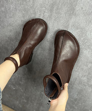 Load image into Gallery viewer, Novelty Coffee Cowhide Splicing Zipper Ankle Boots