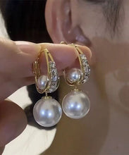 Load image into Gallery viewer, Novelty Gold Copper Overgild Pearl Zircon Drop Earrings