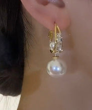 Load image into Gallery viewer, Novelty Gold Copper Overgild Pearl Zircon Drop Earrings