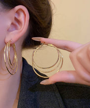 Load image into Gallery viewer, Novelty Gold Metal Alloy Layered Hoop Earrings