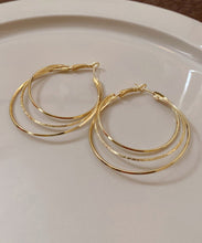 Load image into Gallery viewer, Novelty Gold Metal Alloy Layered Hoop Earrings