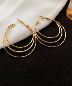 Novelty Gold Metal Alloy Layered Hoop Earrings