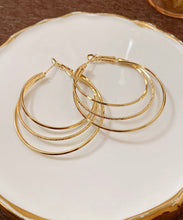 Load image into Gallery viewer, Novelty Gold Metal Alloy Layered Hoop Earrings