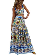 Load image into Gallery viewer, Novelty Multi Print High Waist Cotton Two Pieces Set Sleeveless