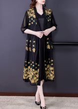 Load image into Gallery viewer, Novelty Yellow Embroidered Floral Tulle Maxi Sunscreen Cardigan Short Sleeve