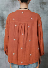 Load image into Gallery viewer, Orange Comfortable Cotton Blouses Embroidered Spring