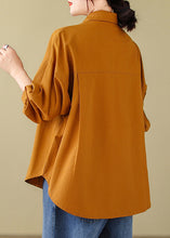 Load image into Gallery viewer, Orange Cozy Cotton Blouses Peter Pan Collar Fall