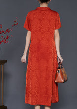 Load image into Gallery viewer, Orange Jacquard Silk Long Dress Exra Large Hem Summer