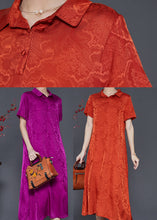 Load image into Gallery viewer, Orange Jacquard Silk Long Dress Exra Large Hem Summer