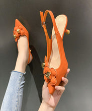 Load image into Gallery viewer, Orange Pointed Toe Floral Sequined Splicing Stiletto Sandals