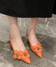 Load image into Gallery viewer, Orange Pointed Toe Floral Sequined Splicing Stiletto Sandals