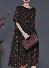 Load image into Gallery viewer, Orange Round Dot Chiffon Maxi Dresses Oversized Summer