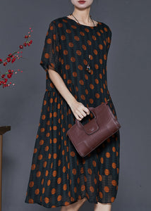 Orange Round Dot Chiffon Maxi Dresses Oversized Summer