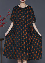 Load image into Gallery viewer, Orange Round Dot Chiffon Maxi Dresses Oversized Summer