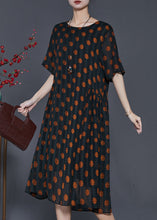 Load image into Gallery viewer, Orange Round Dot Chiffon Maxi Dresses Oversized Summer