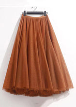 Load image into Gallery viewer, Orange Solid Wrinkled Tulle Summer Skirts High Waist