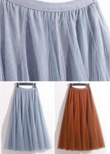 Load image into Gallery viewer, Orange Solid Wrinkled Tulle Summer Skirts High Waist