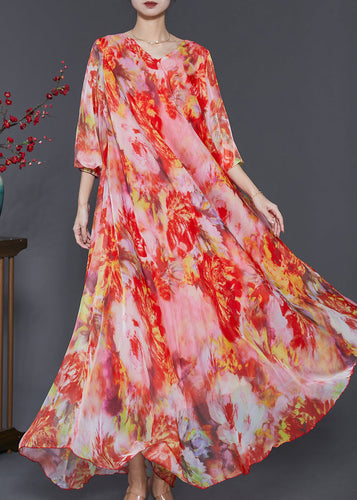 Orange Tie Dye Chiffon Beach Dresses Exra Large Hem Spring