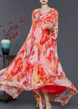 Load image into Gallery viewer, Orange Tie Dye Chiffon Beach Dresses Exra Large Hem Spring