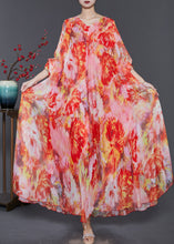 Load image into Gallery viewer, Orange Tie Dye Chiffon Beach Dresses Exra Large Hem Spring