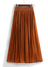 Load image into Gallery viewer, Orange Wrinkled Cotton Pleated Skirts High Waist