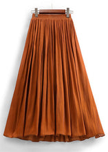 Load image into Gallery viewer, Orange Wrinkled Cotton Pleated Skirts High Waist