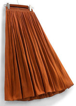 Load image into Gallery viewer, Orange Wrinkled Cotton Pleated Skirts High Waist