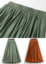 Load image into Gallery viewer, Orange Wrinkled Cotton Pleated Skirts High Waist