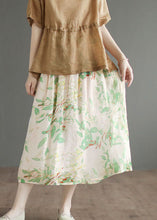 Load image into Gallery viewer, Organic Beige Wrinkled Print Cotton A Line Skirts Summer