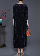 Load image into Gallery viewer, Organic Black Oversized Print Silk Velvet Dress Spring