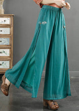 Load image into Gallery viewer, Organic Blue Embroidered High Waist Cotton Pants Skirt Summer